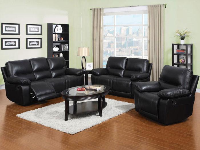 Liane Leather Dual Reclining Sofa - Black,AMAL