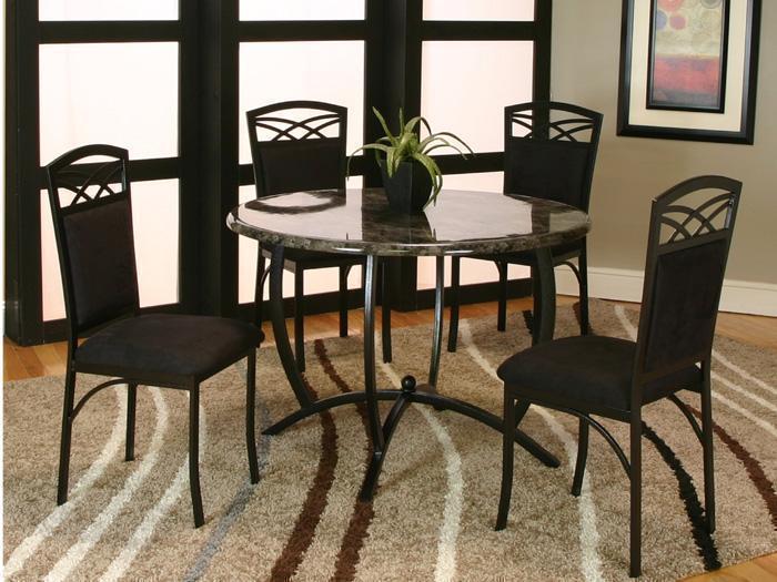 Electra 5 PC. Transitional Faux Marble Dinette Set - Black,CRIN