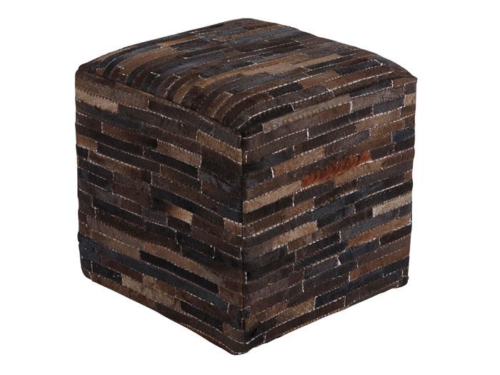 Cowhide Ottoman,ASH