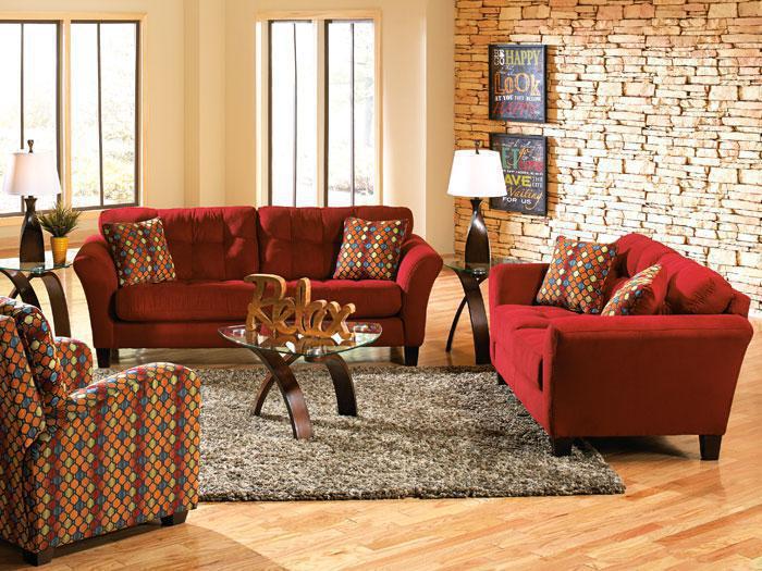 Del Mar Red Sofa with 2 Pillows,JACKS