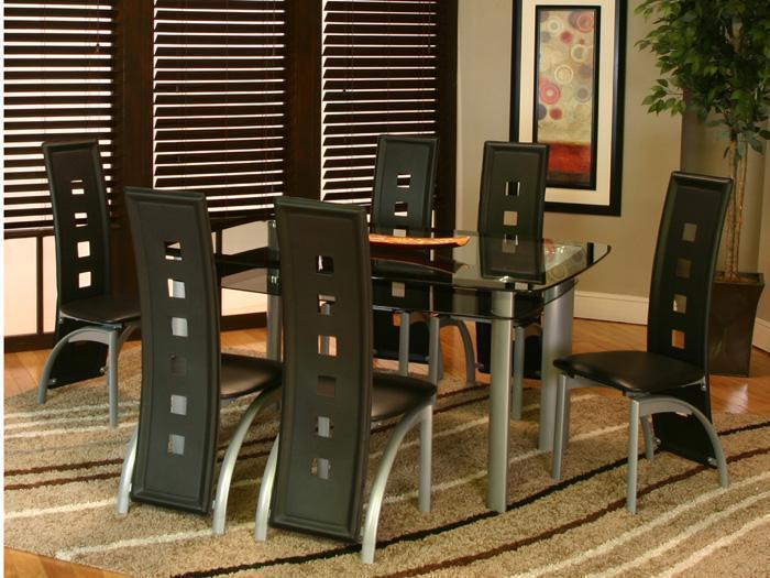 Valencia 5 PC. Contemporary Black/Glass Dinette Set,CRIN