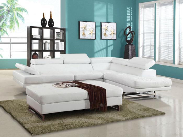 Natalie White Bonded Leather 2 PC. Sectional,GFI