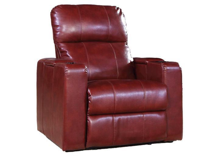 Cinema Bonded Leather Power Recliner - Red,PRIME