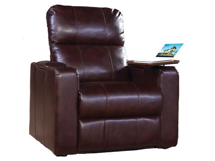 Cinema Bonded Leather Power Recliner - Brown,PRIME