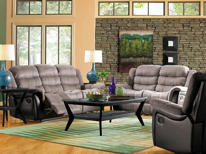 Kent Two-Tone Reclining Sofa & Love Seat Package - Grey,AMAL