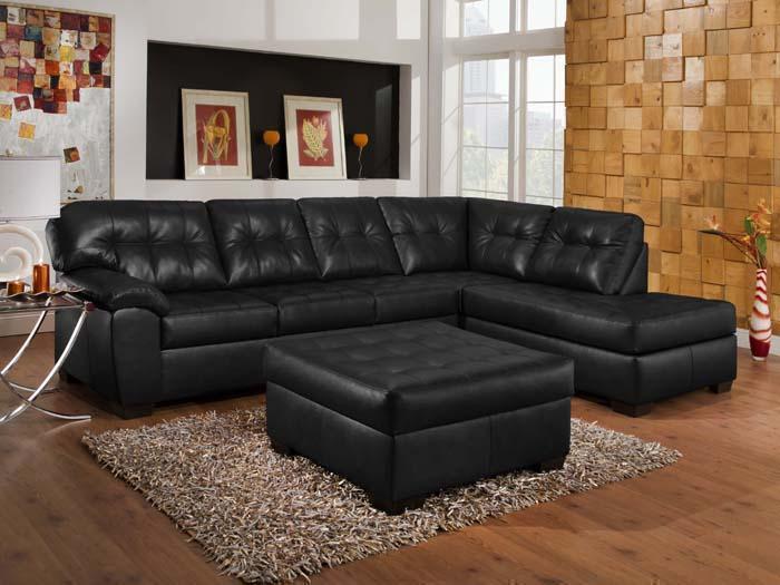 Addison Black Bonded Leather Chaise Sectional,SIMM