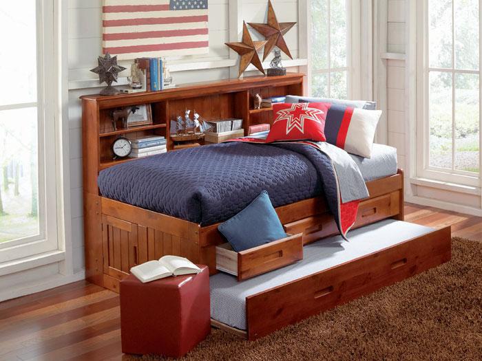 Forrester Cherry Twin Bookcase Daybed with Trundle,DWF