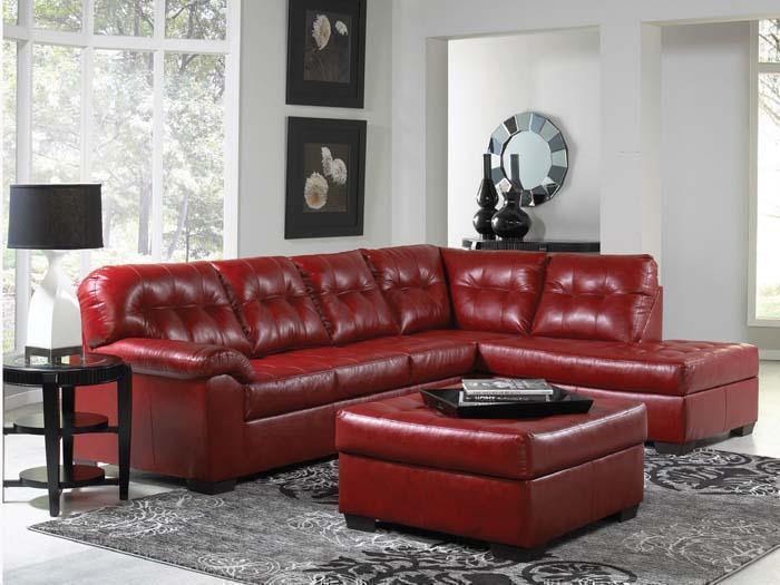 Addison Red Bonded Leather Chaise Sectional,SIMM