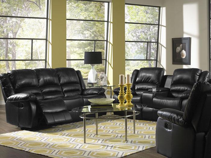 Martin Black Bonded Leather Reclining Sofa & Love Seat Package,AMAL