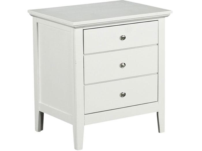 Metalindo White 3 Drawer Nightstand,LIFE