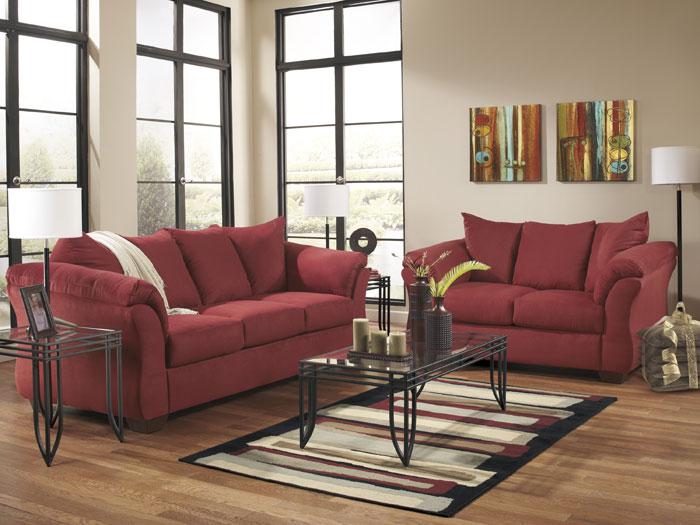 Darcy Red Microfiber Sleeper Sofa & Love Seat Package,ASH