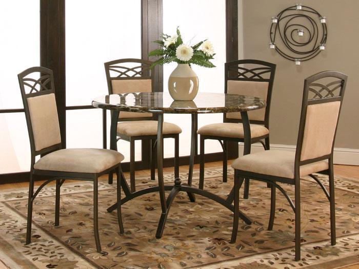 Atlas 5 PC. Transitional Faux Marble Dinette Set - Mocha,CRIN