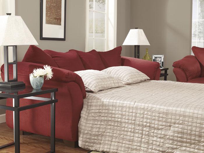 Darcy Red Microfiber Full Sleeper Sofa,ASH