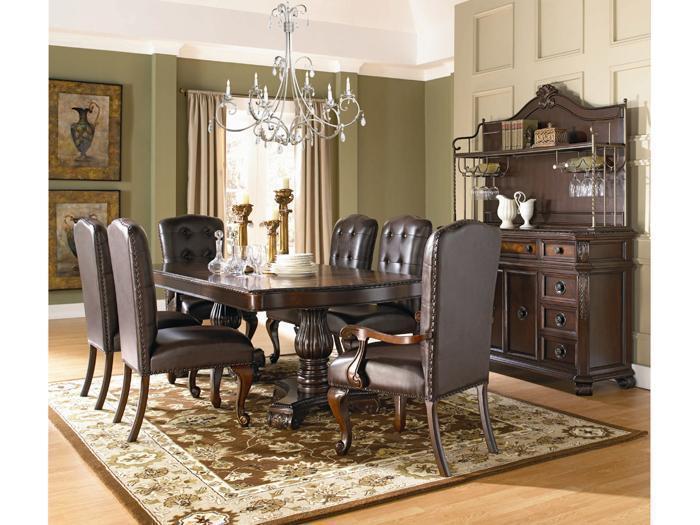 Sophia Traditional Cherry Double Pedestal Dining Table W/ Extension Leaf,LFE