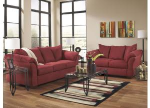 Darcy Red Microfiber Sofa & Love Seat Package,ASH