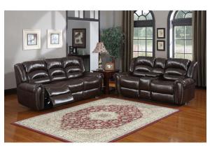 Kingston Brown Bonded Leather Reclining Sofa & Love Seat,LFE