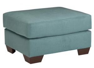 Darcy Aqua Microfiber Ottoman,ASH