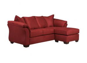 Darcy Red Attached Pillow-Back Sofa/Chaise,ASH